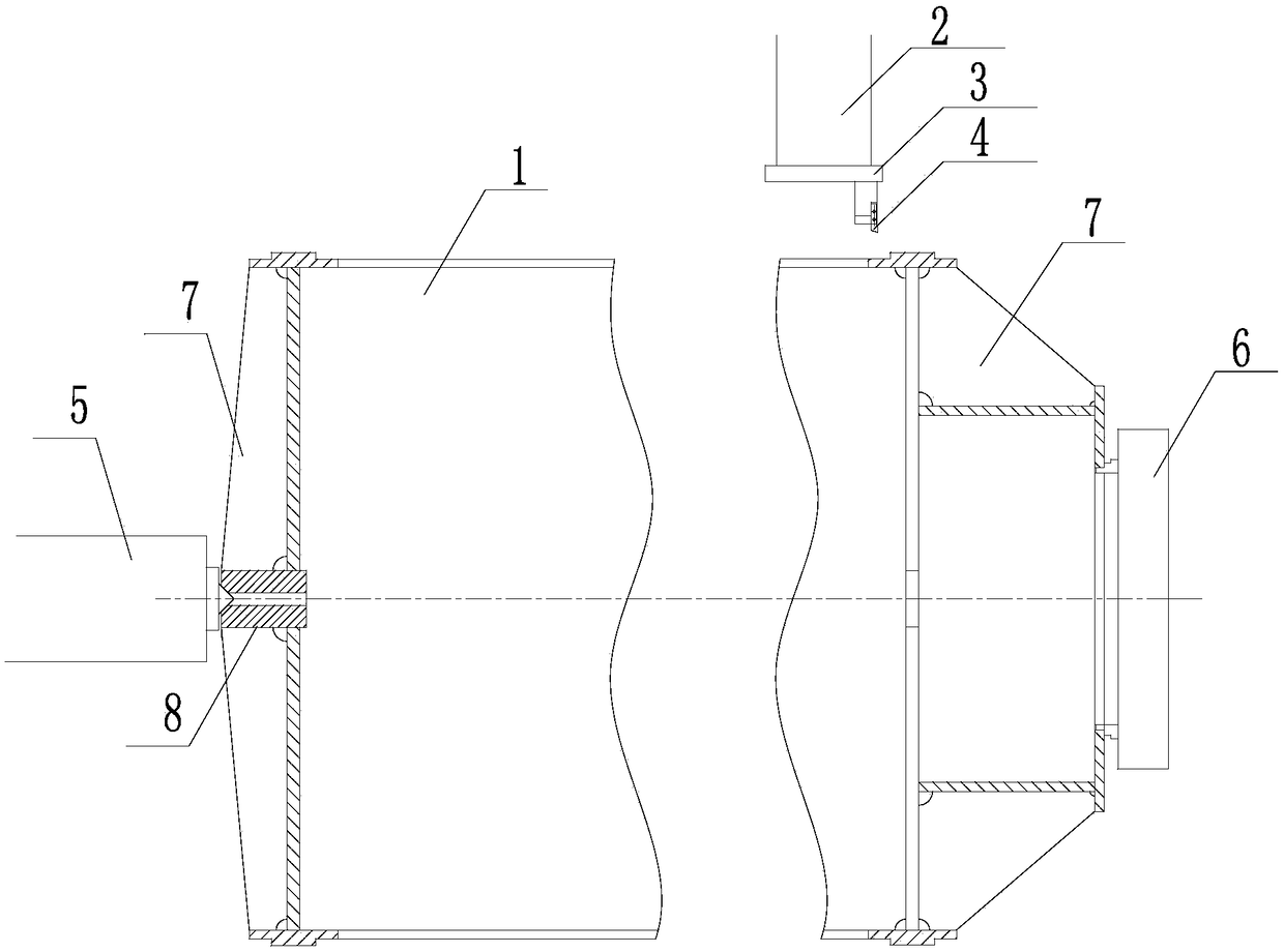 Large cylinder turning and boring combined processing method and device