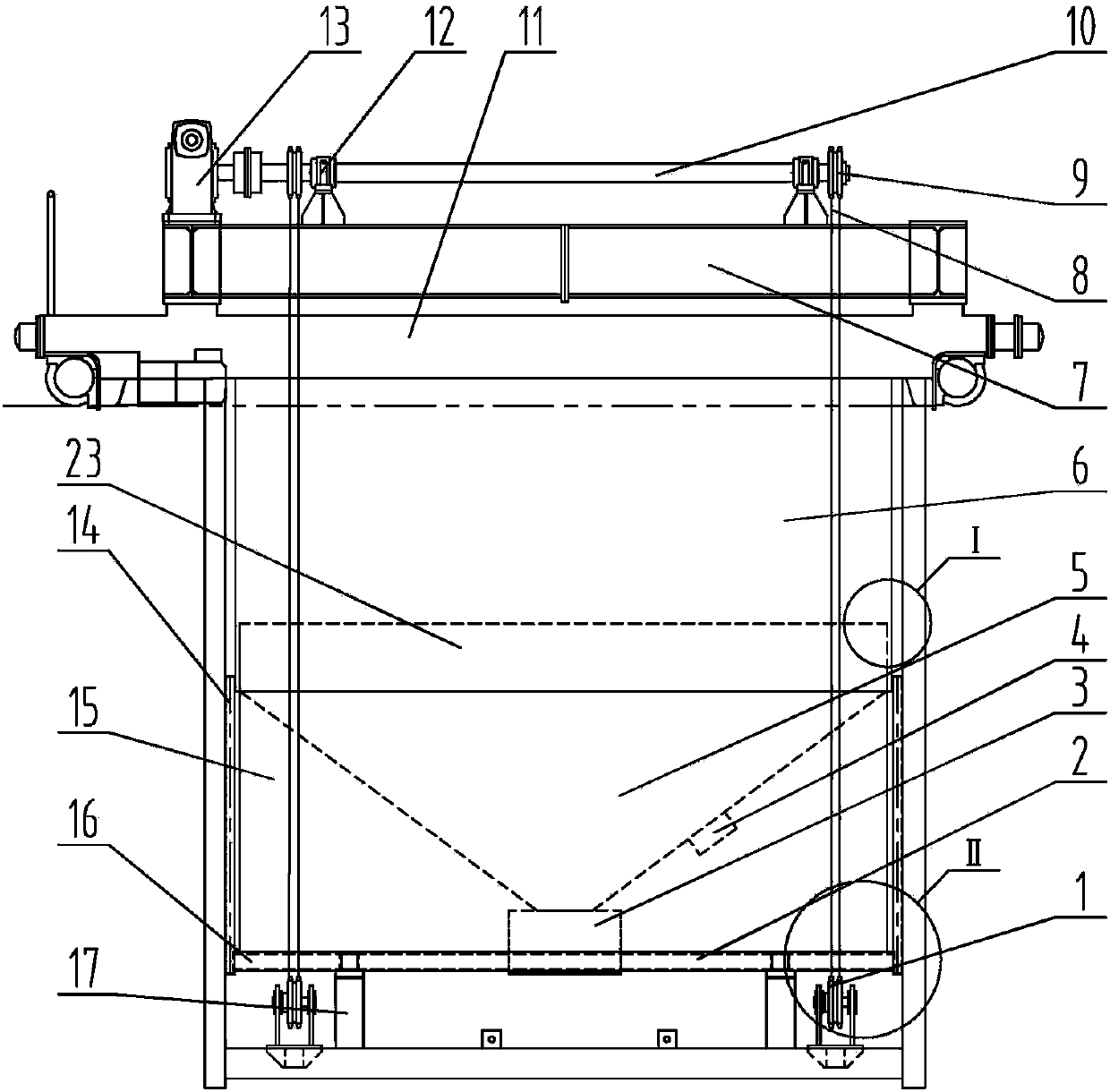 Lifting type filling bin