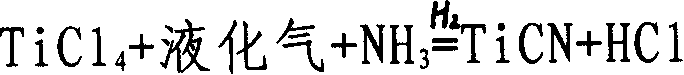 Process for preparing titanium carbonitride ceramic powder body by utilizing plasma chemical gas phase synthesis method