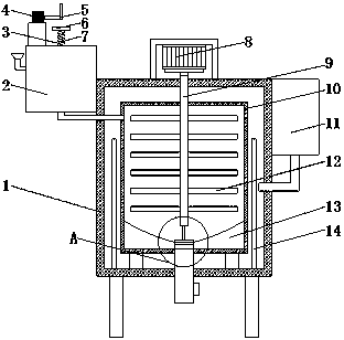 Plastic particle melting device for plastic bag processing