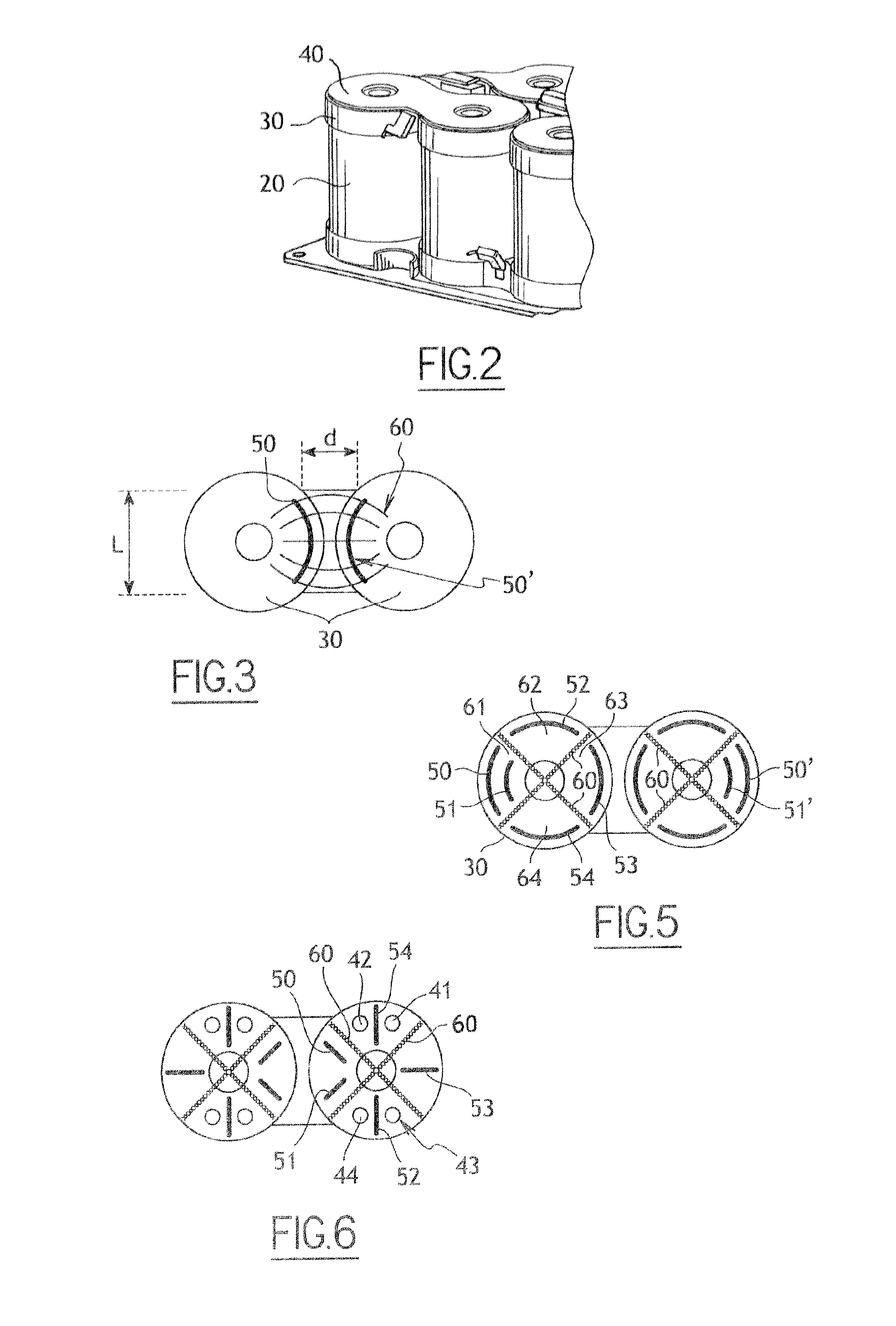 Module for electrical energy storage assemblies having a flat connecting strip