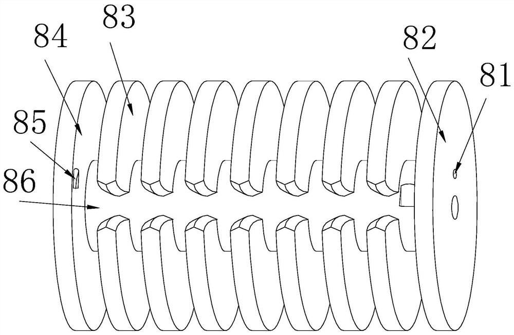 A laminated side bar detachment prevention coil barrel with embedded extrusion and fixed ends