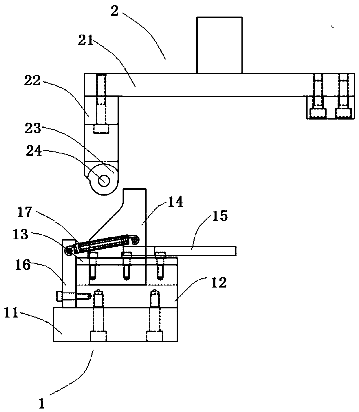 Movable positioning device of titanium rod shearing and blanking die