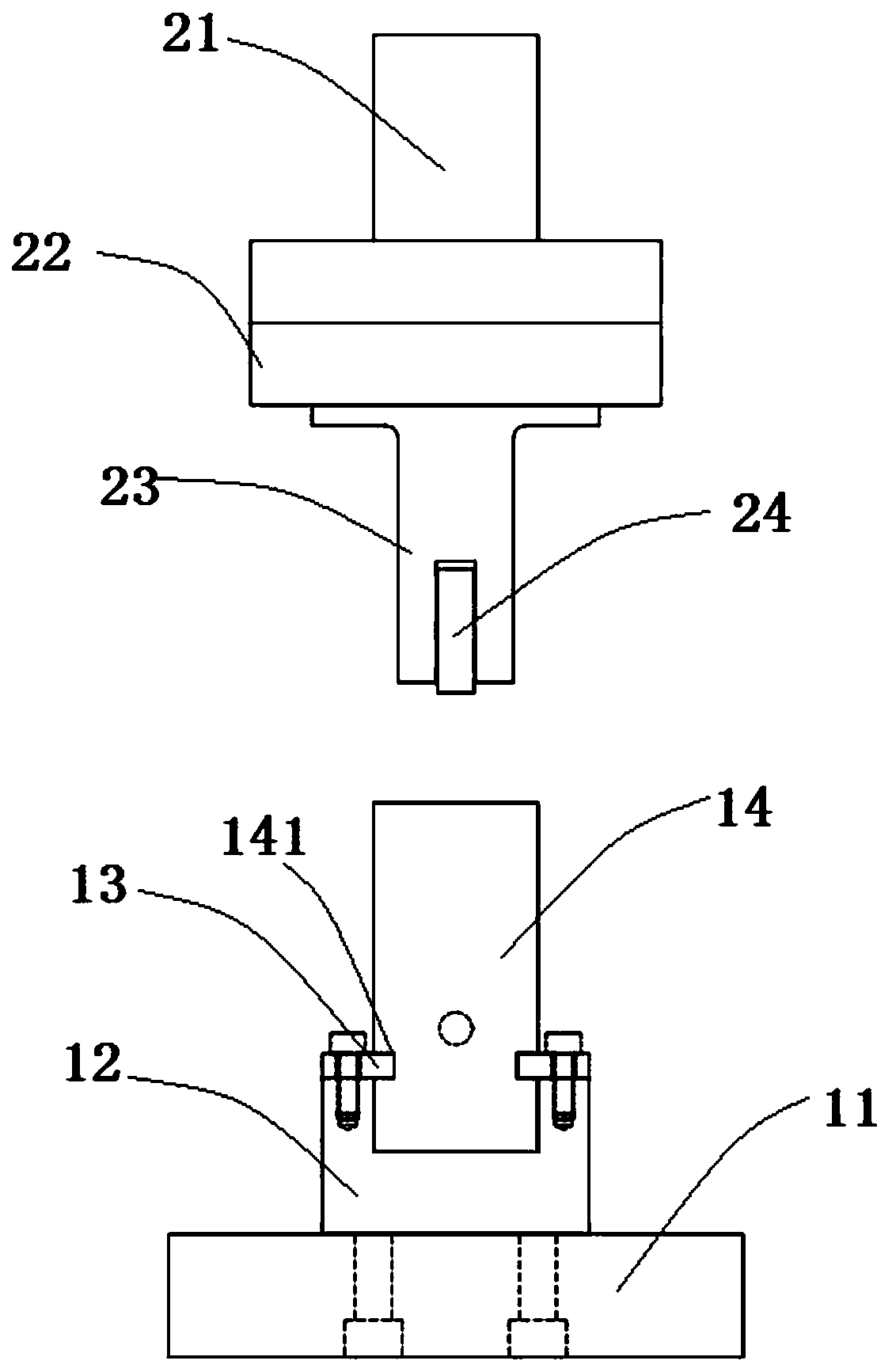 Movable positioning device of titanium rod shearing and blanking die