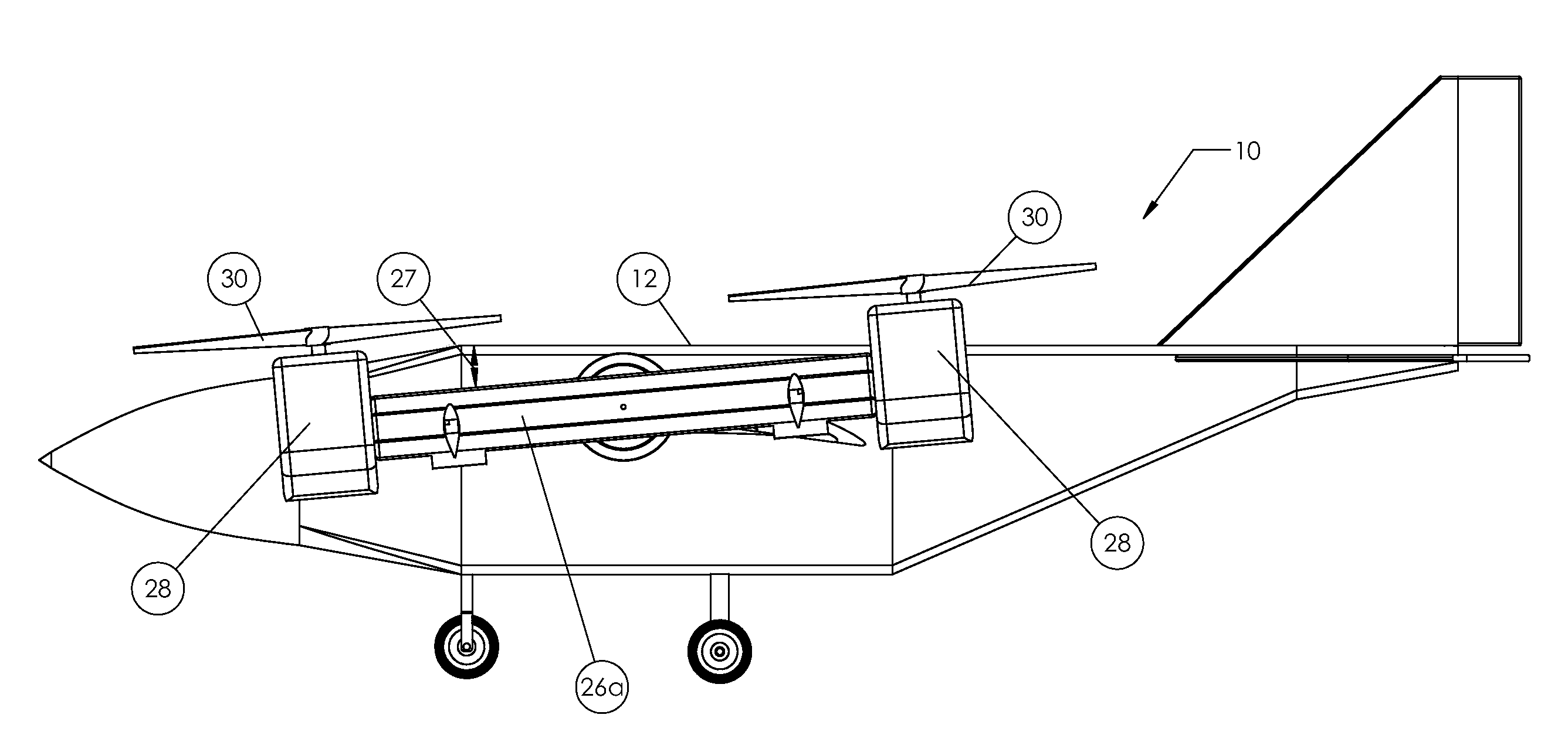 Aircraft with Wings and Movable Propellers