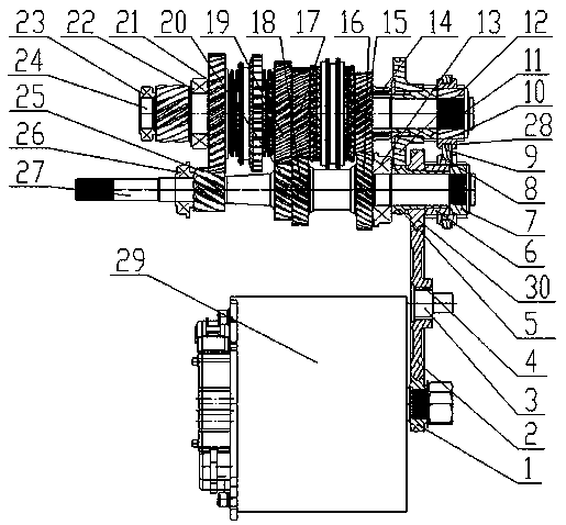 Automobile hybrid power structure based on AMT capable of adapting to speed change requirements of different vehicle types