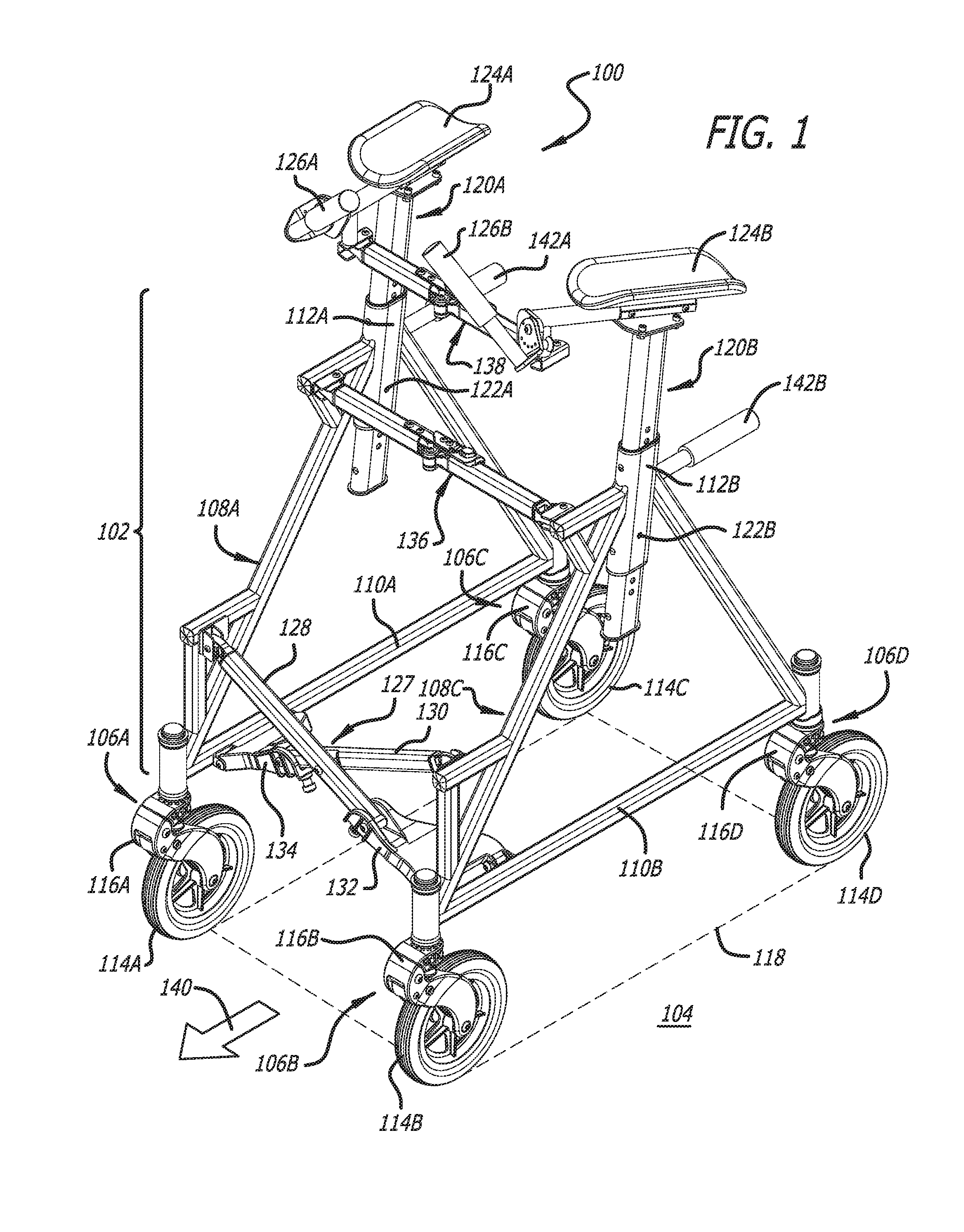 Collapsible upright wheeled walker apparatus