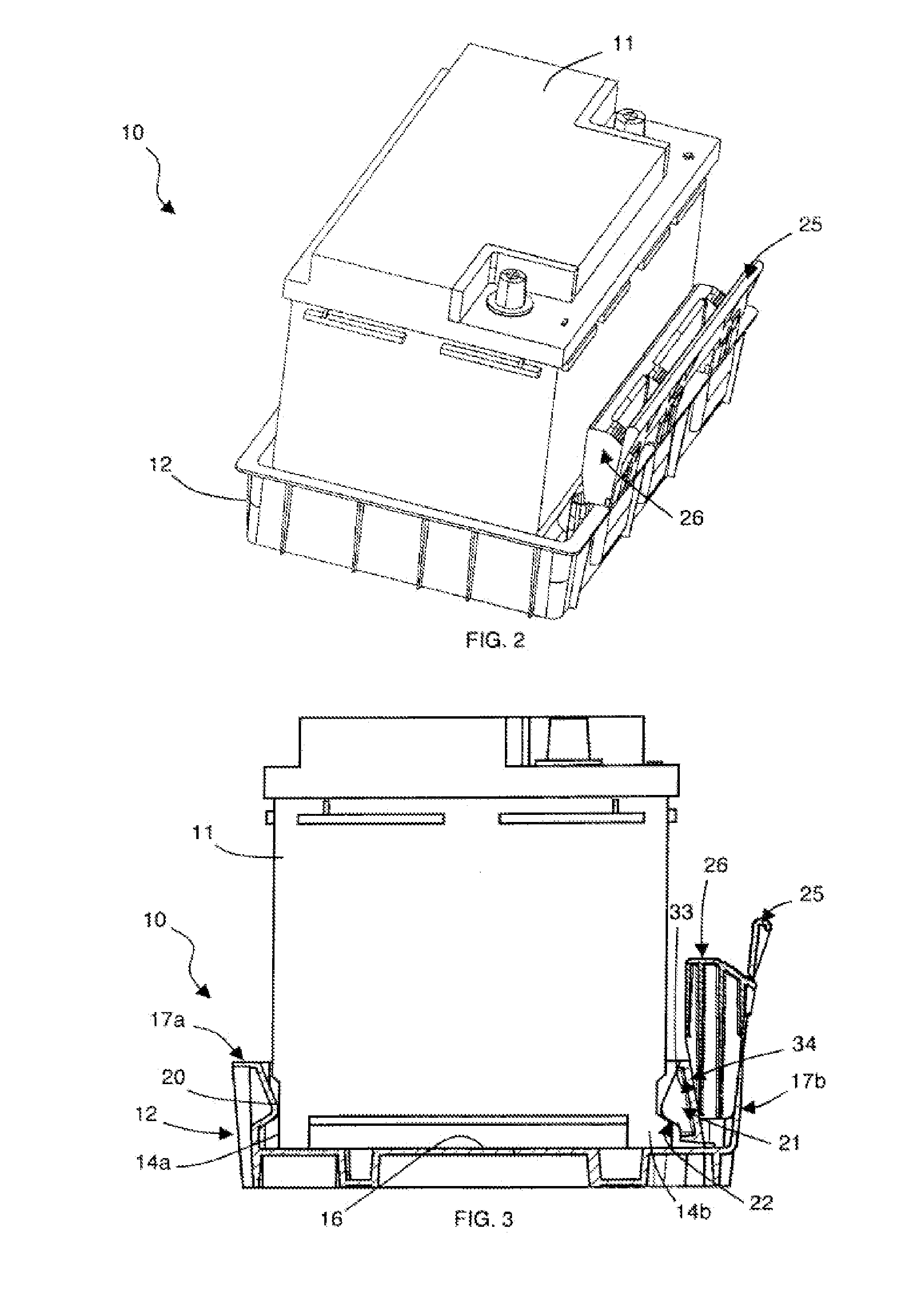 Battery fixing device