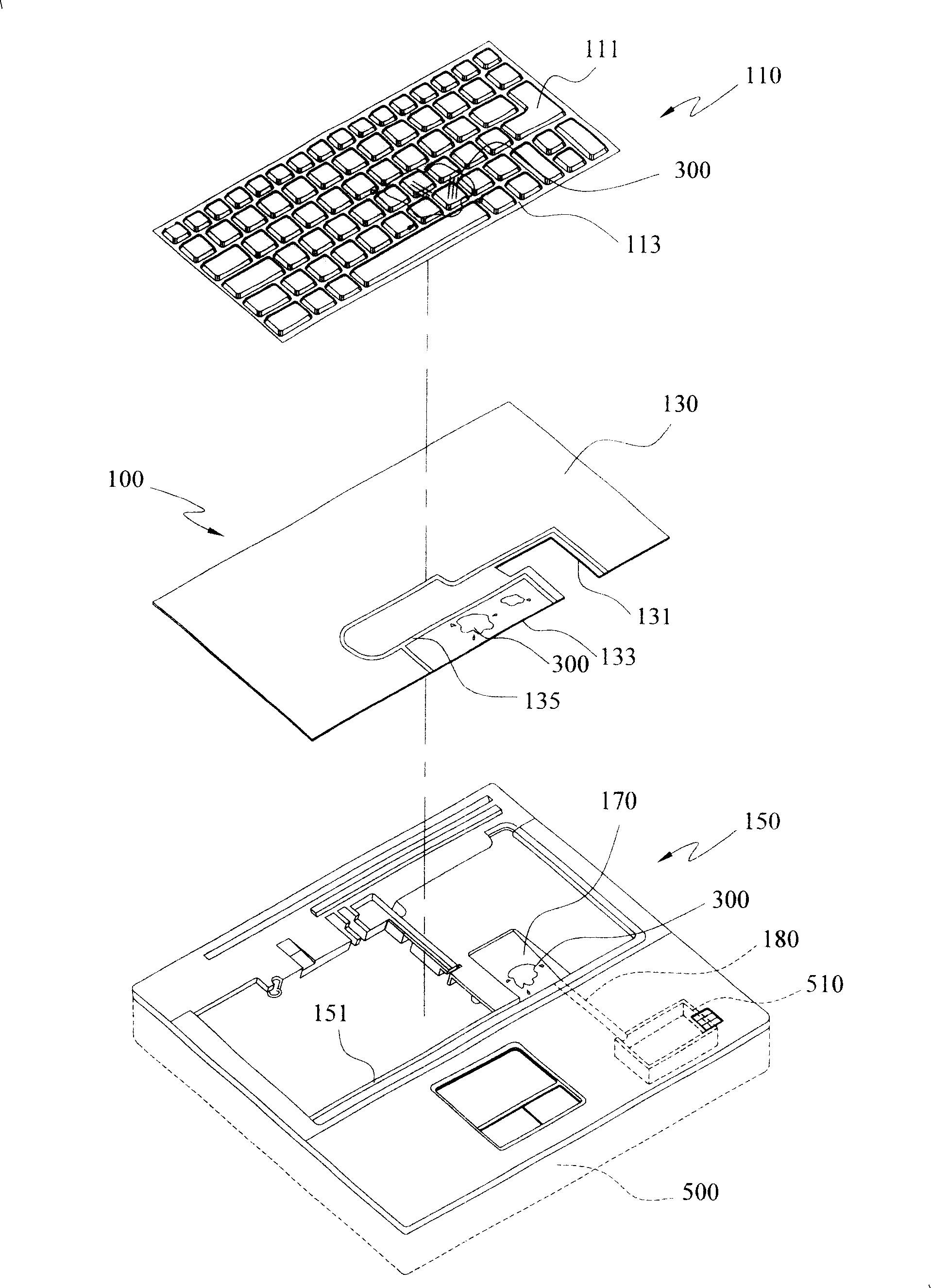 Keyboard with water-proof structure