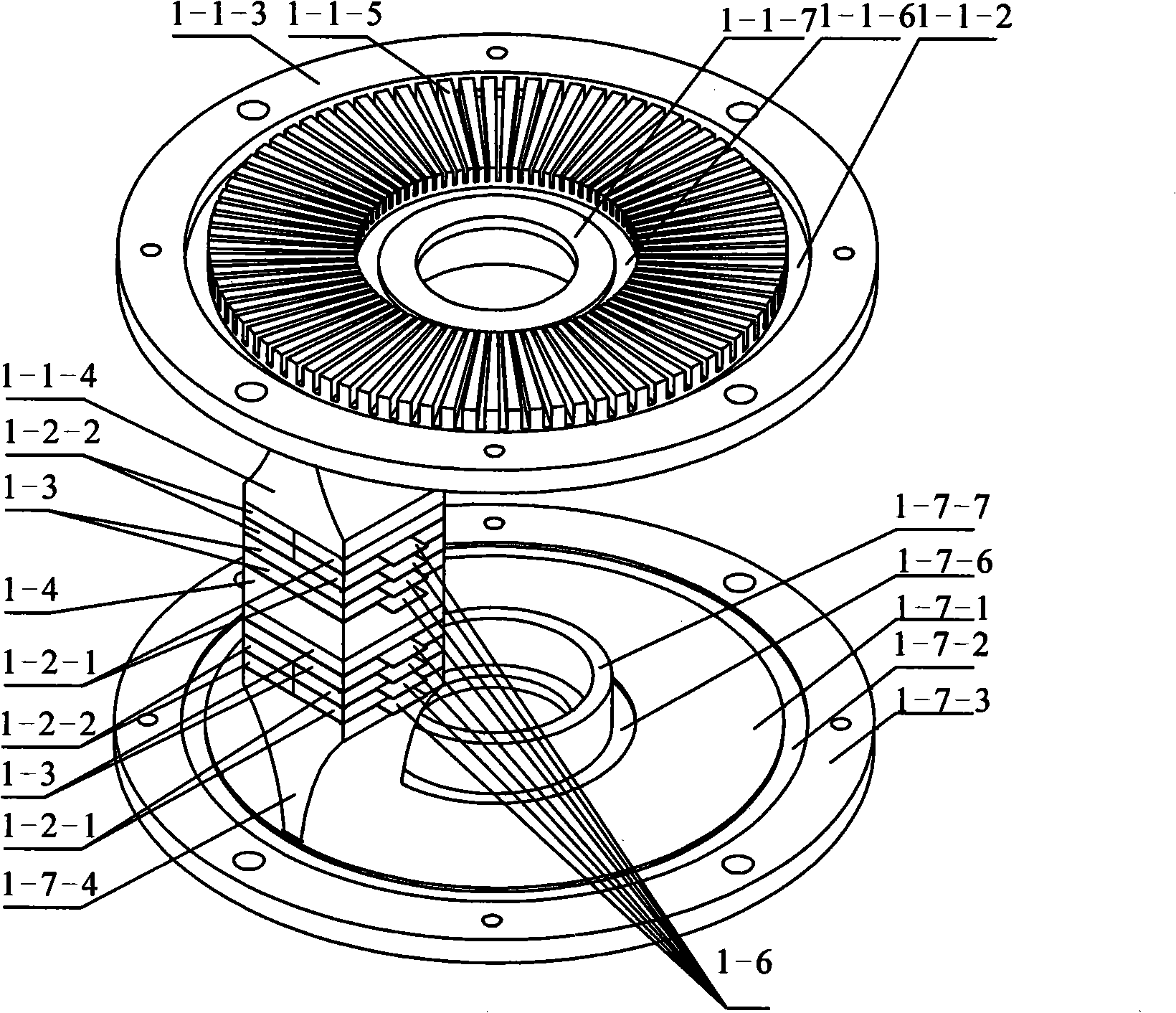 Vertical bending layer energy converter round disk stator and ultrasonic electromotor using this stator