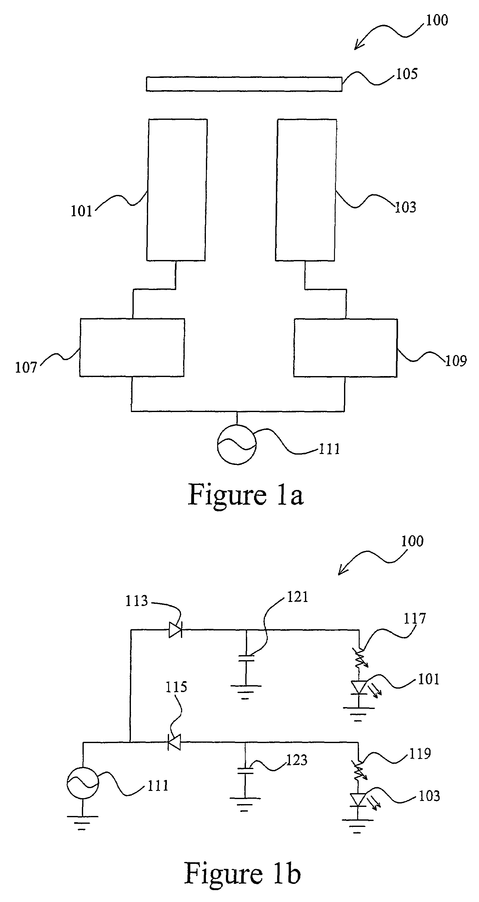 Light emitting device with at least two alternately driven light emitting diodes