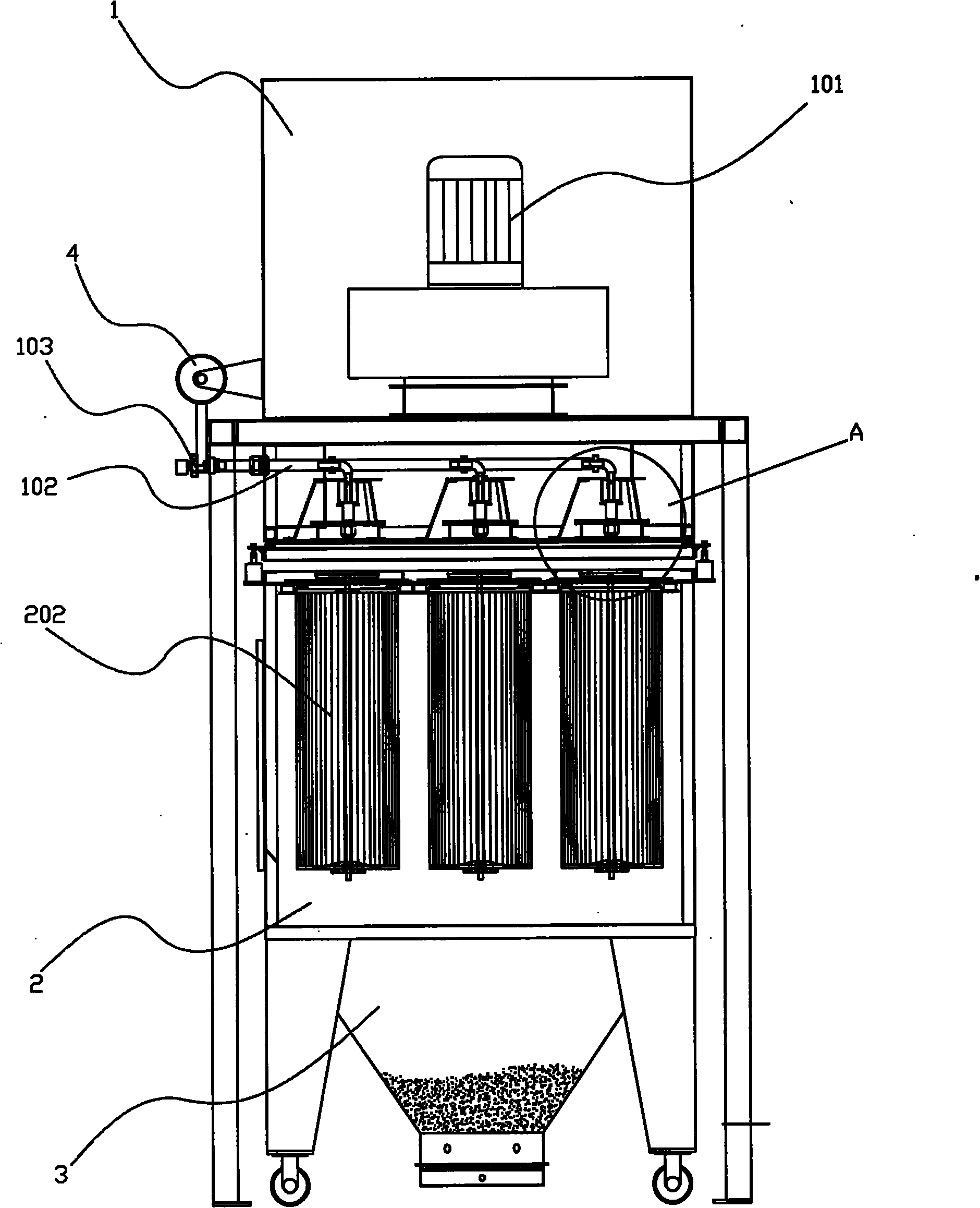 Filter element component and dust removal device therewith