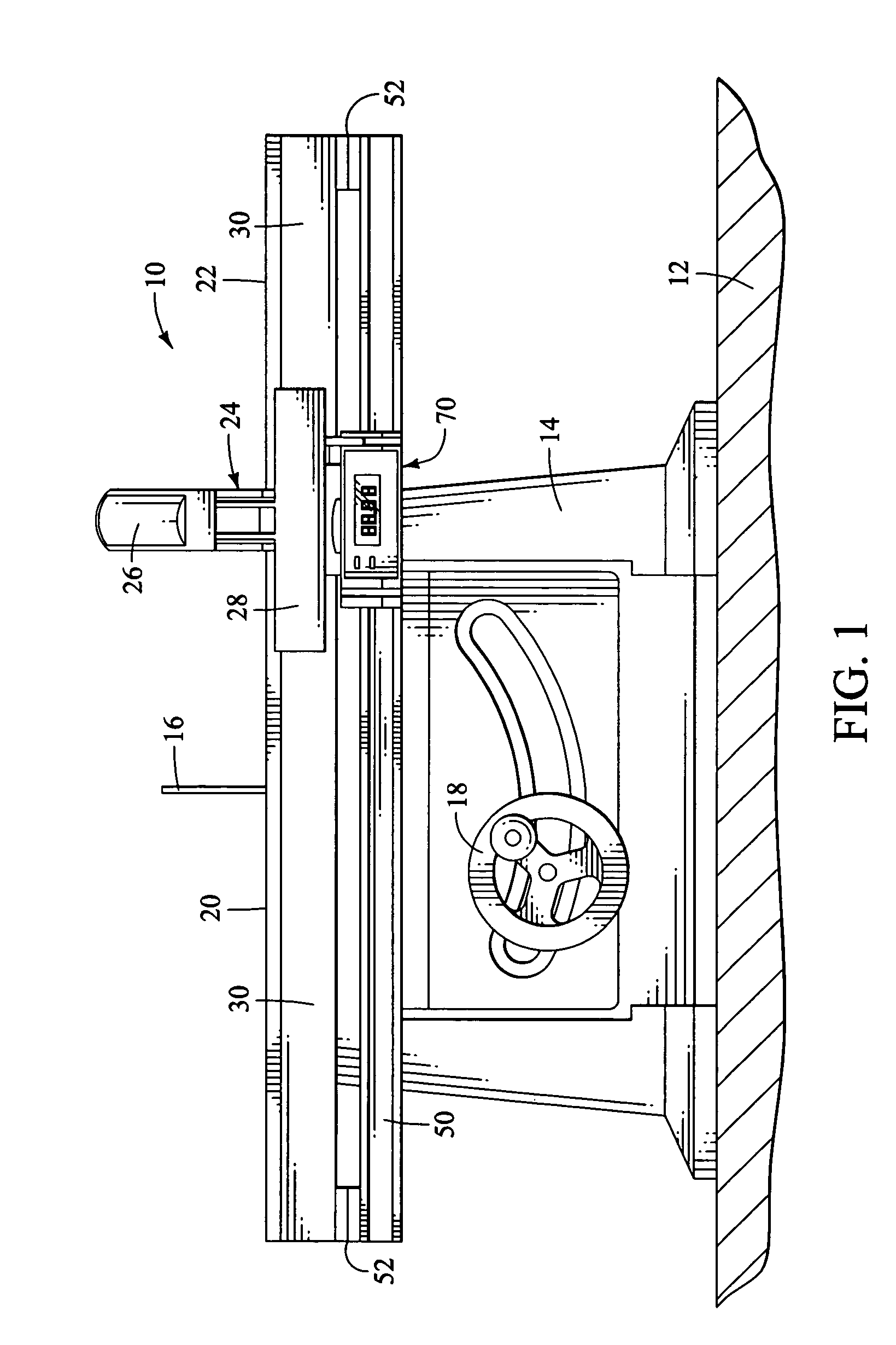 Table saw having a measurement and display system