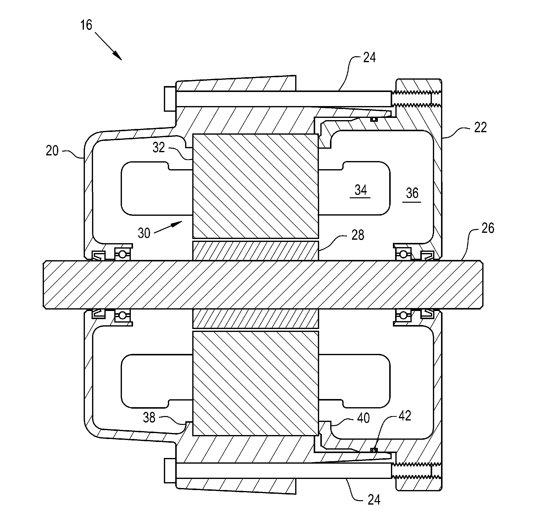 Electric machine stator securing method