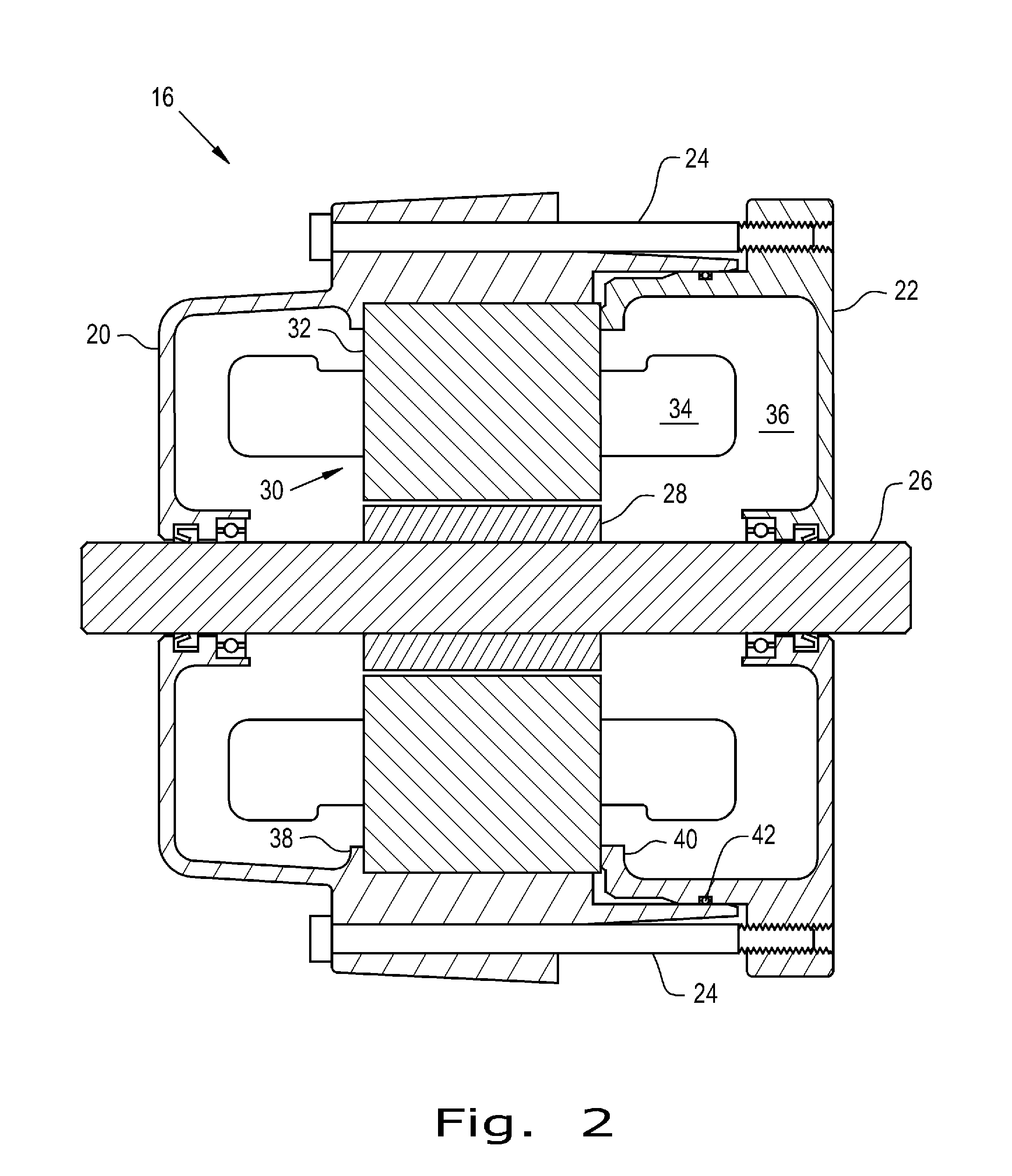 Electric machine stator securing method