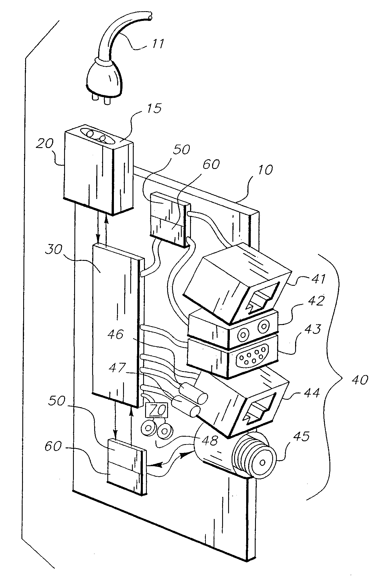 Wireless device connection in single medium wiring scheme for multiple signal distribution in building and access port therefor