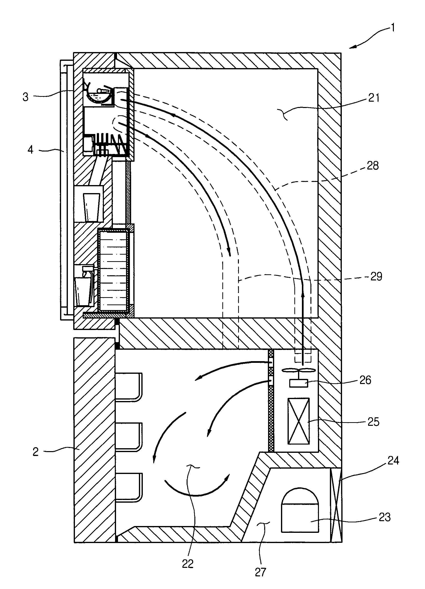 Cooling air flow passage of refrigerator