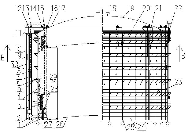 Multi-section type rubber membrane sealed gasometer