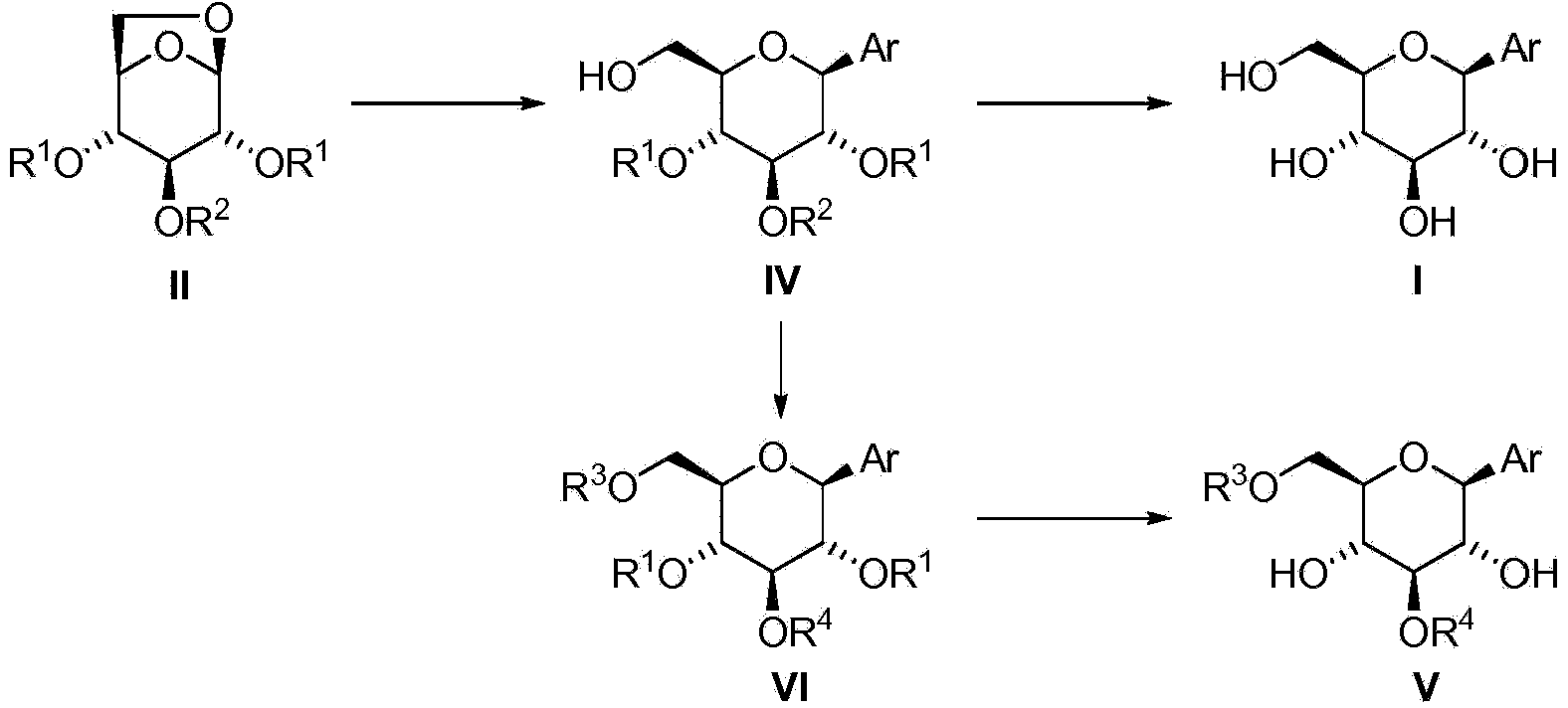 Process for the preparation of beta-C-aryl glucosides