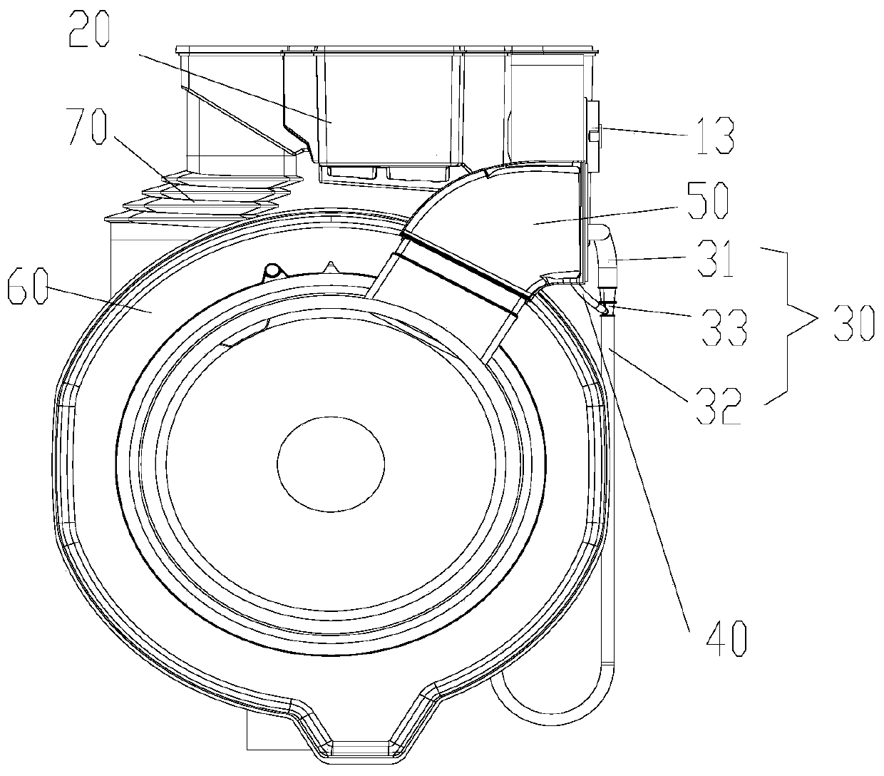 Draining device and washing machine with same