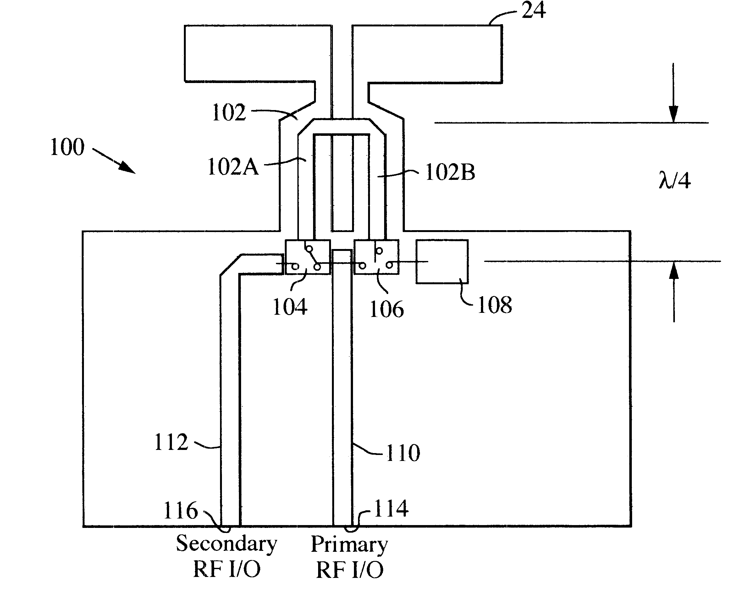 RF MEMS switch loop 180° phase bit radiator circuit