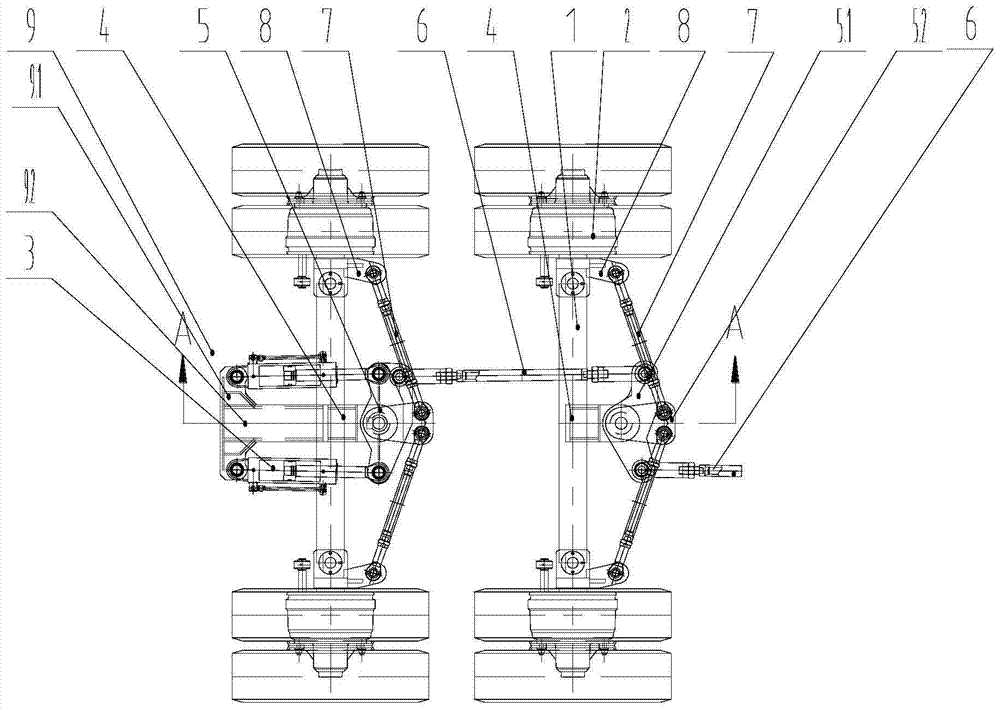 Steering device for a wheel-steering semi-trailer