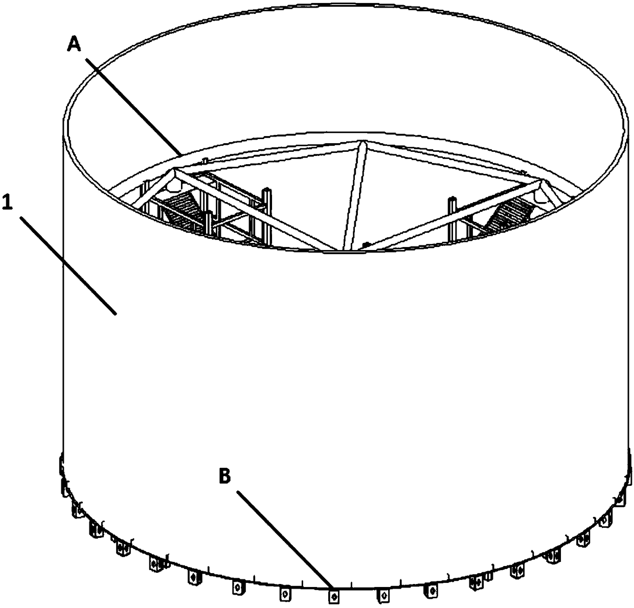 The method of using the assembled tire frame of the ladder column integrated steel cylindrical revetment structure