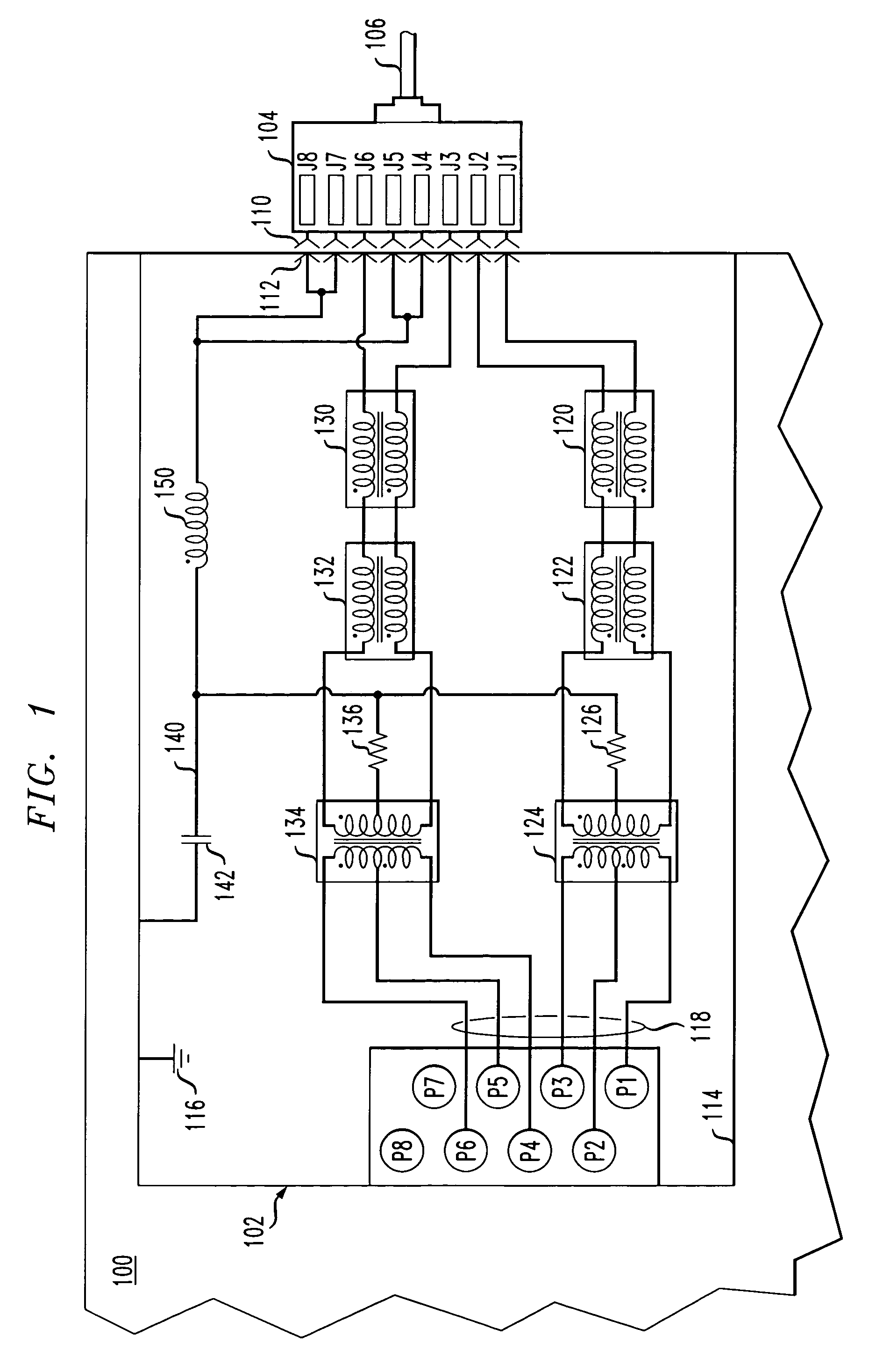 Modular connector with suppression of conducted and radiated emissions