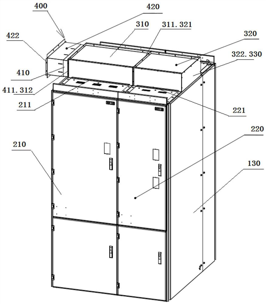 An internal combustion arc pressure relief collection device for prefabricated substations