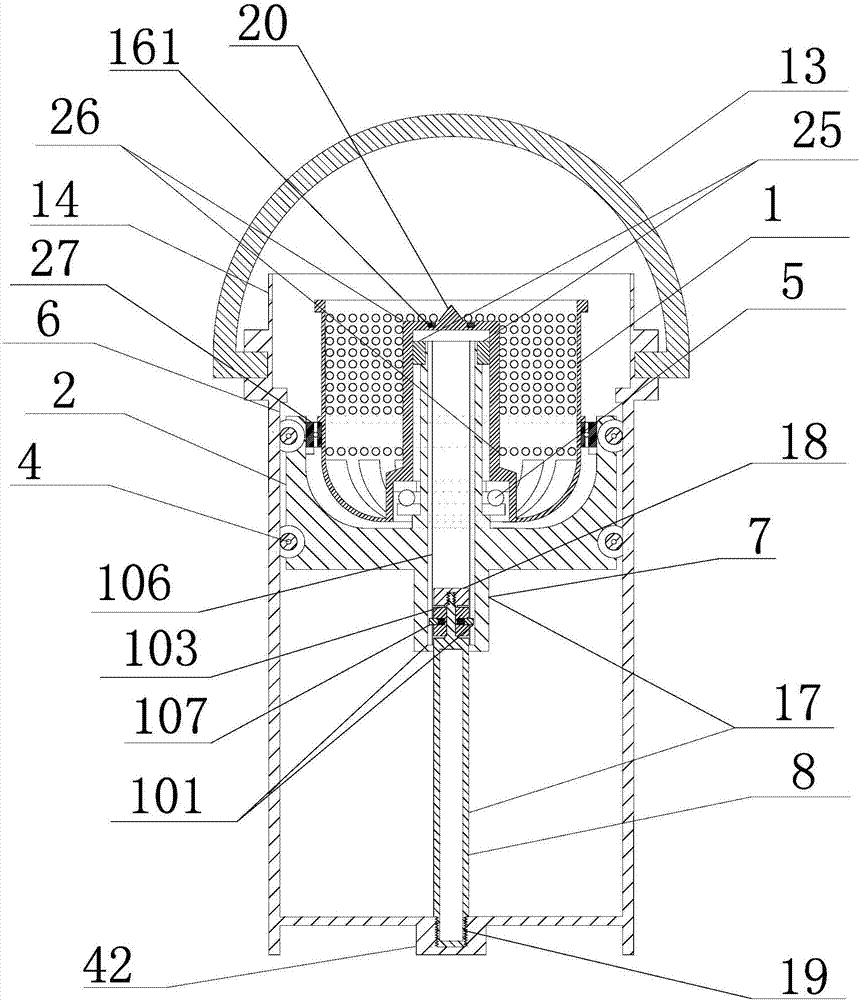 Magnetic buckle-connection type and rotary movable pin-contained self-locking elevating side shaft cylinder casing-equipped mop cleaning and drying device