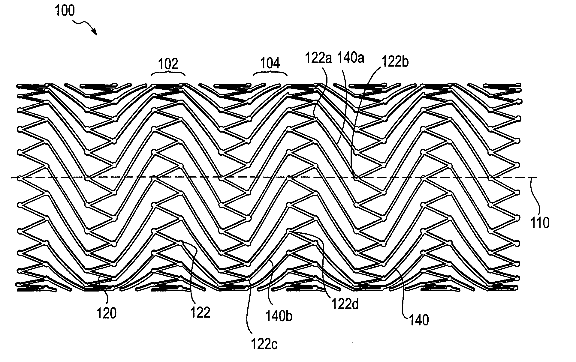 Alternating circumferential bridge stent design and methods for use thereof