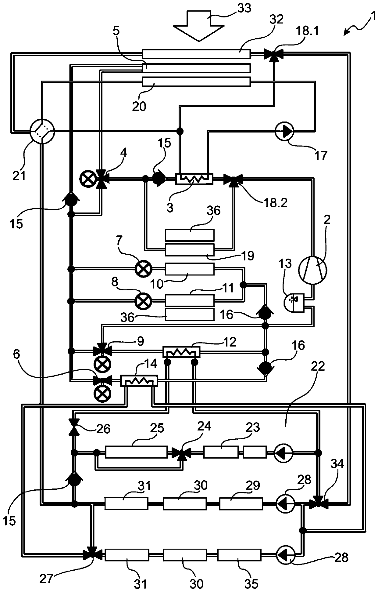 Air conditioning, battery cooling assembly, and operation method thereof