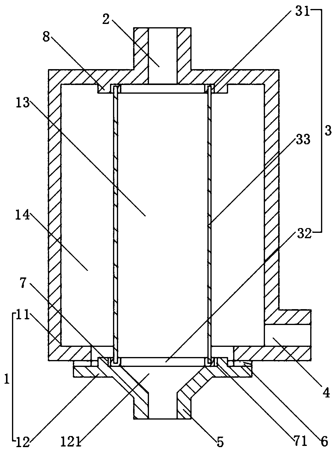 Chemical sewage filtering device and clearing method thereof
