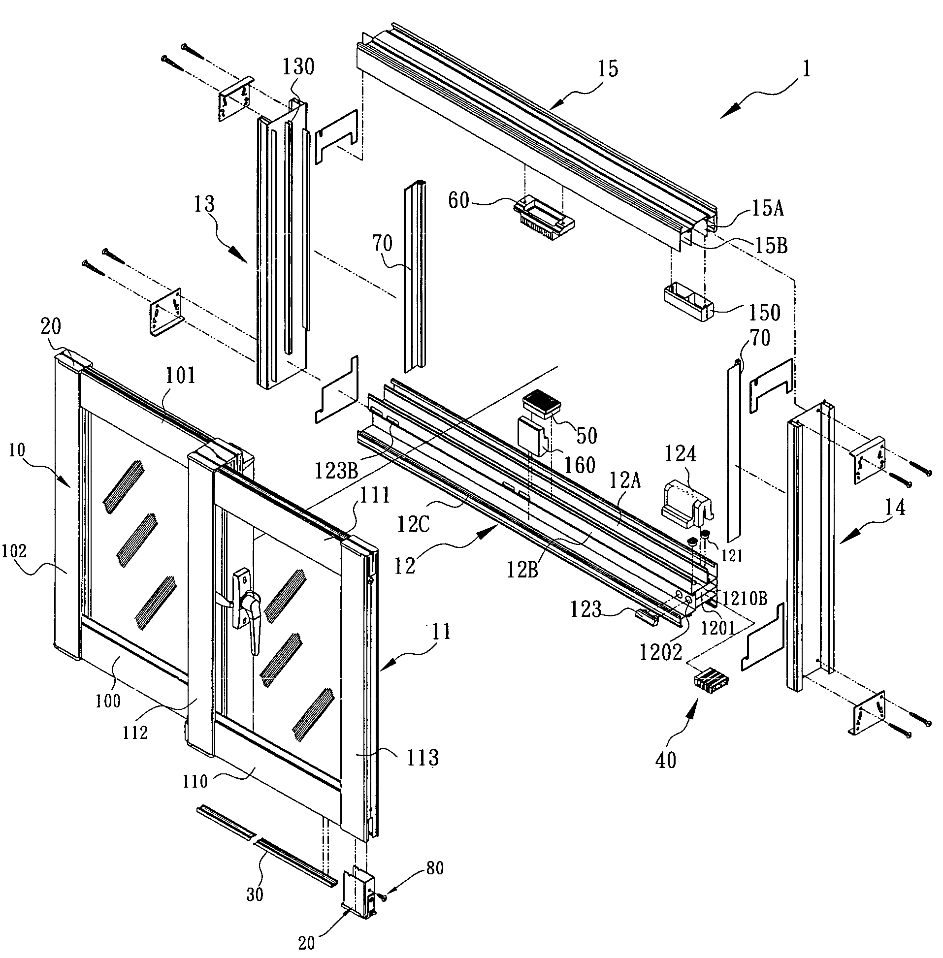 Wind and rain preventing device for aluminum doors and windows
