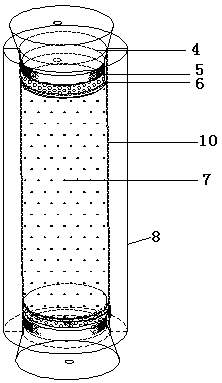 Indoor testing device and method for solidified residual soil by virtue of microorganism grouting technique