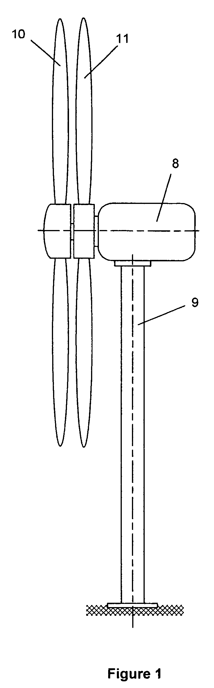 Drive device for a windmill provided with two counter-rotative propellers