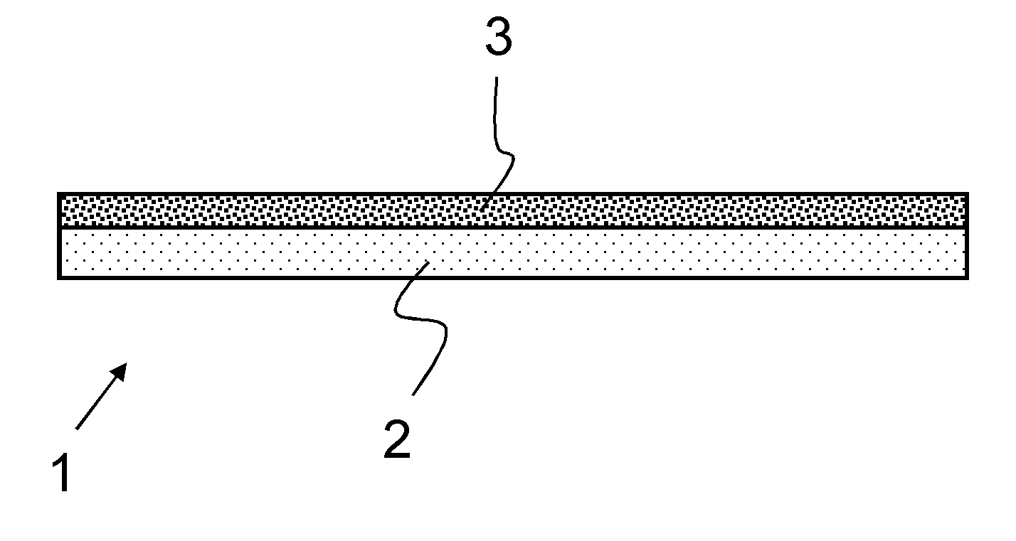 Substrate glass for leds with layer containing scattering particles and method for production thereof