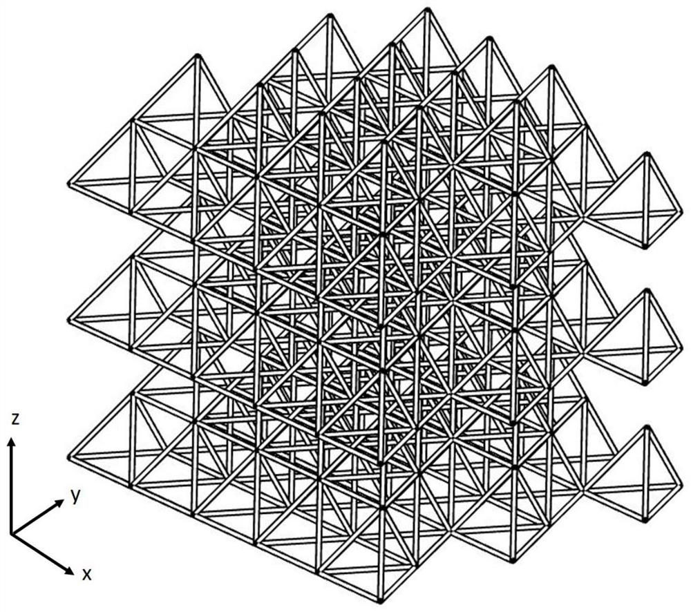 Variable-size tetrahedron unit lattice structure and preparation method thereof