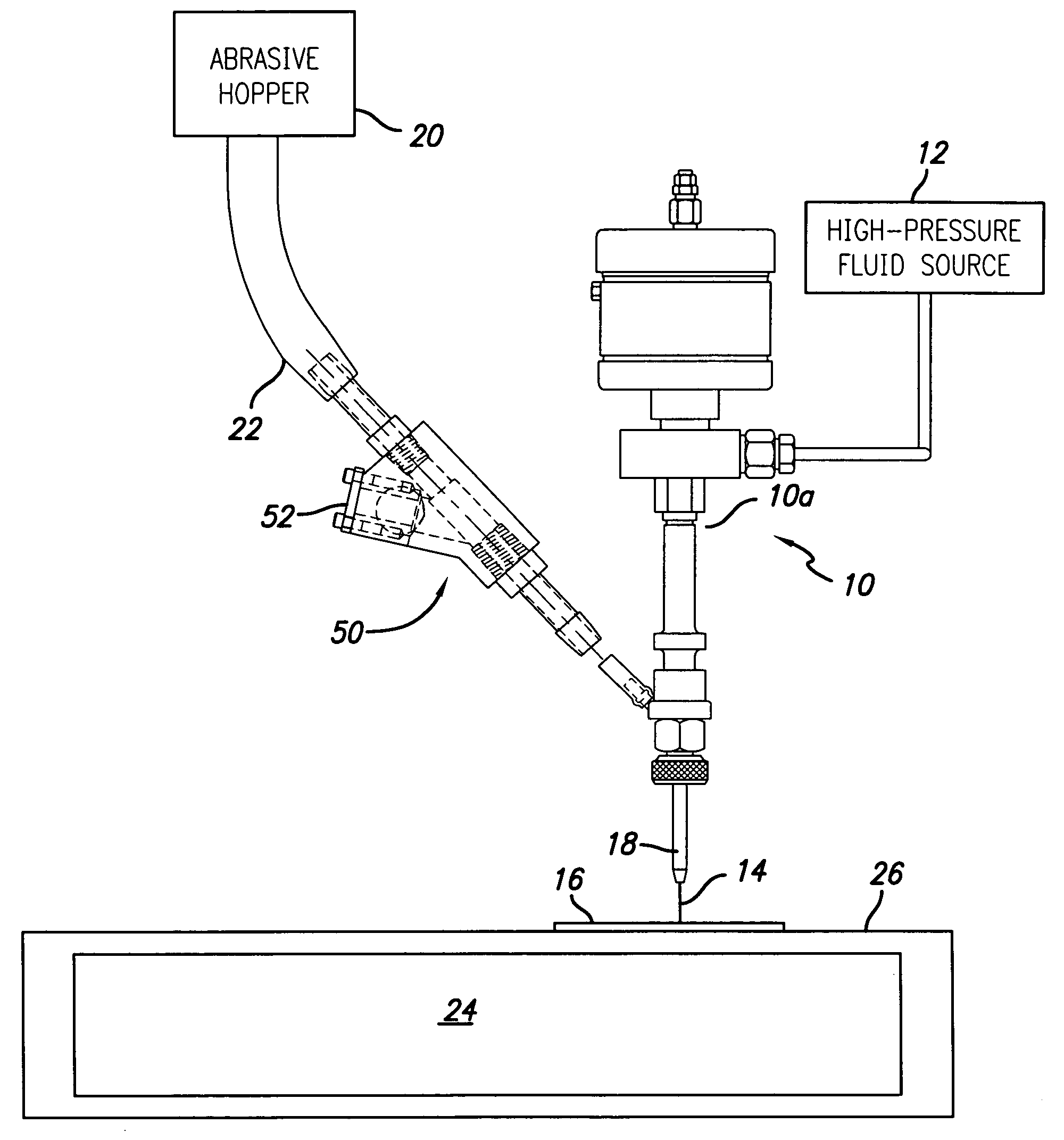 Abrasivejet cutting head with back-flow prevention valve
