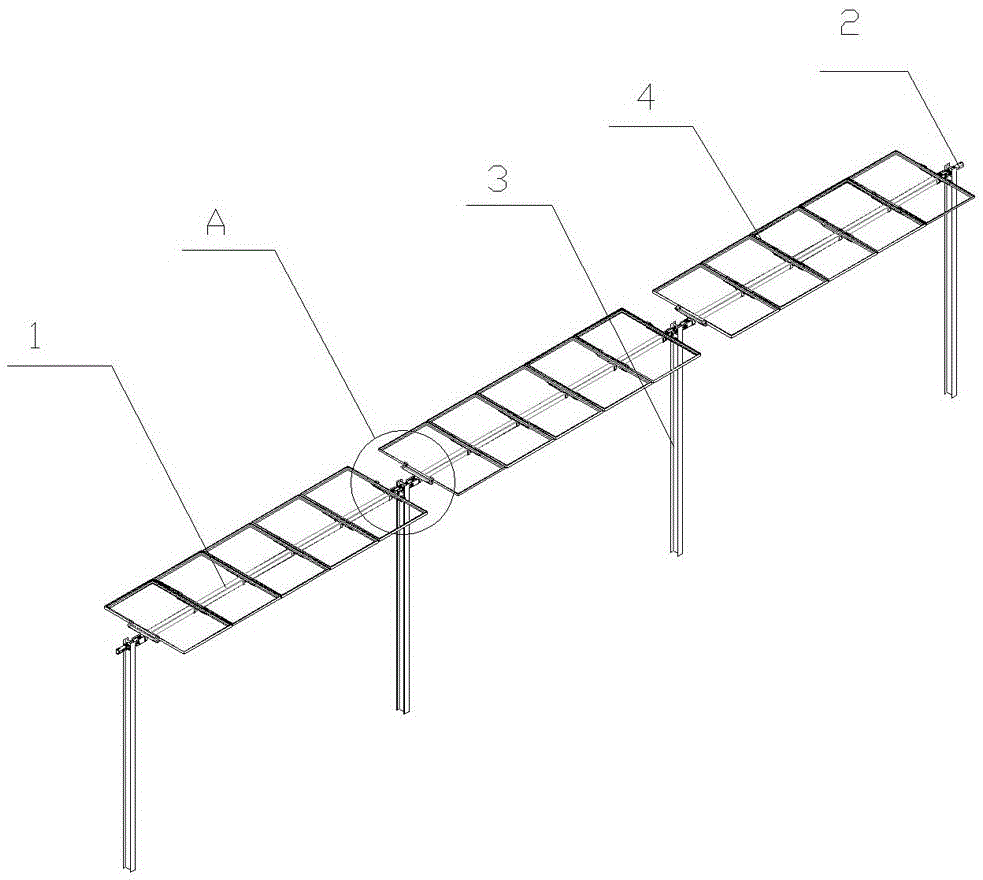 A solar photovoltaic module tracking device and installation method thereof