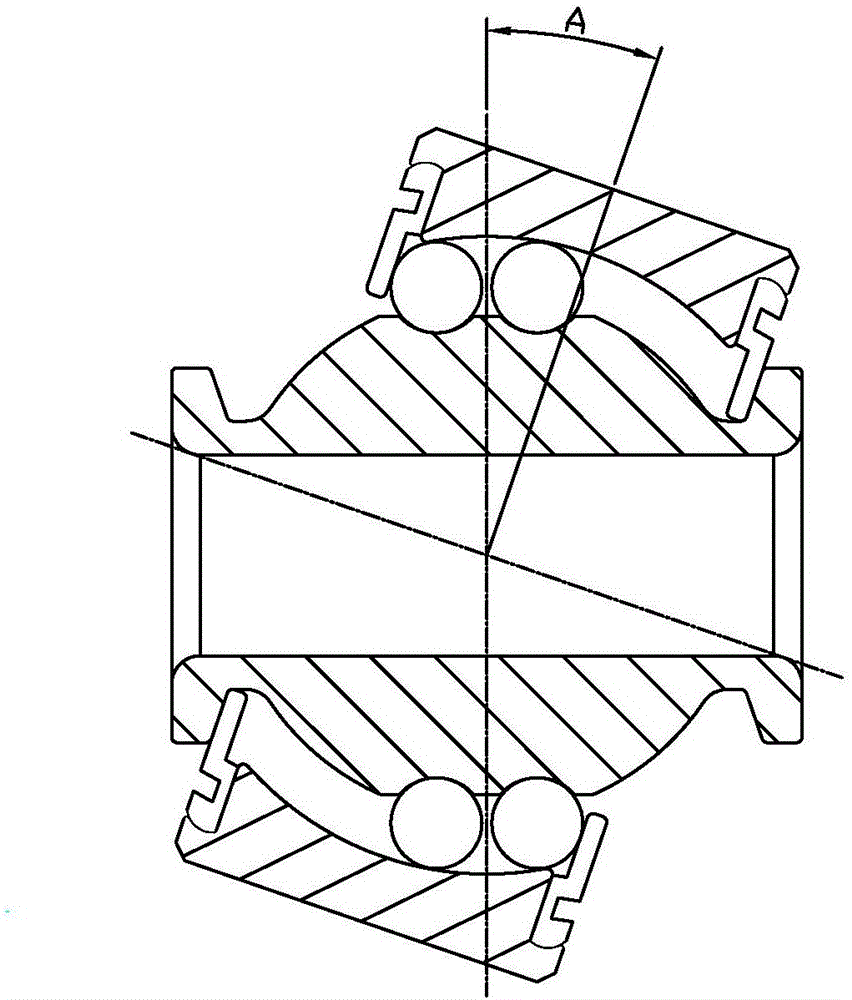 Double-row full-ball self-aligning ball bearing with large self-aligning angle