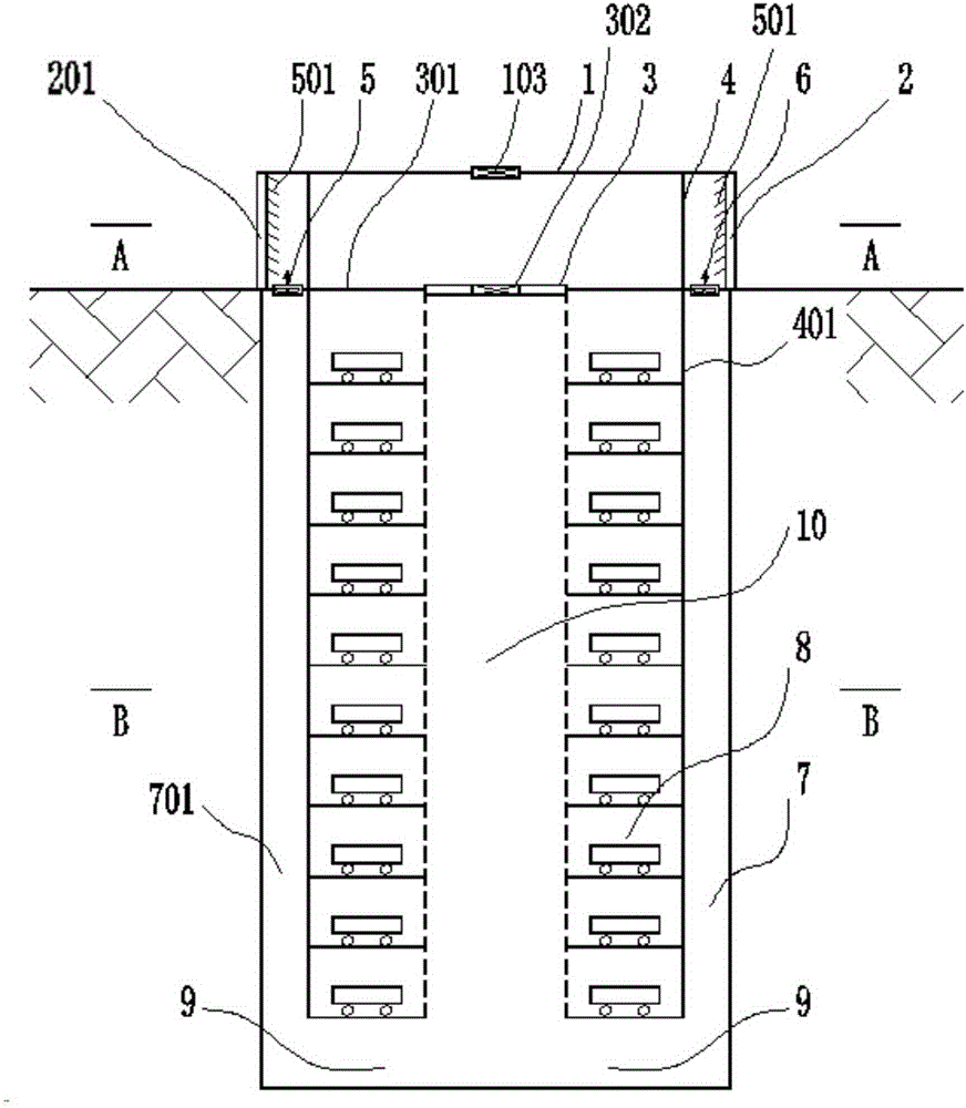 Mechanical ventilation device and method for underground stereo garage