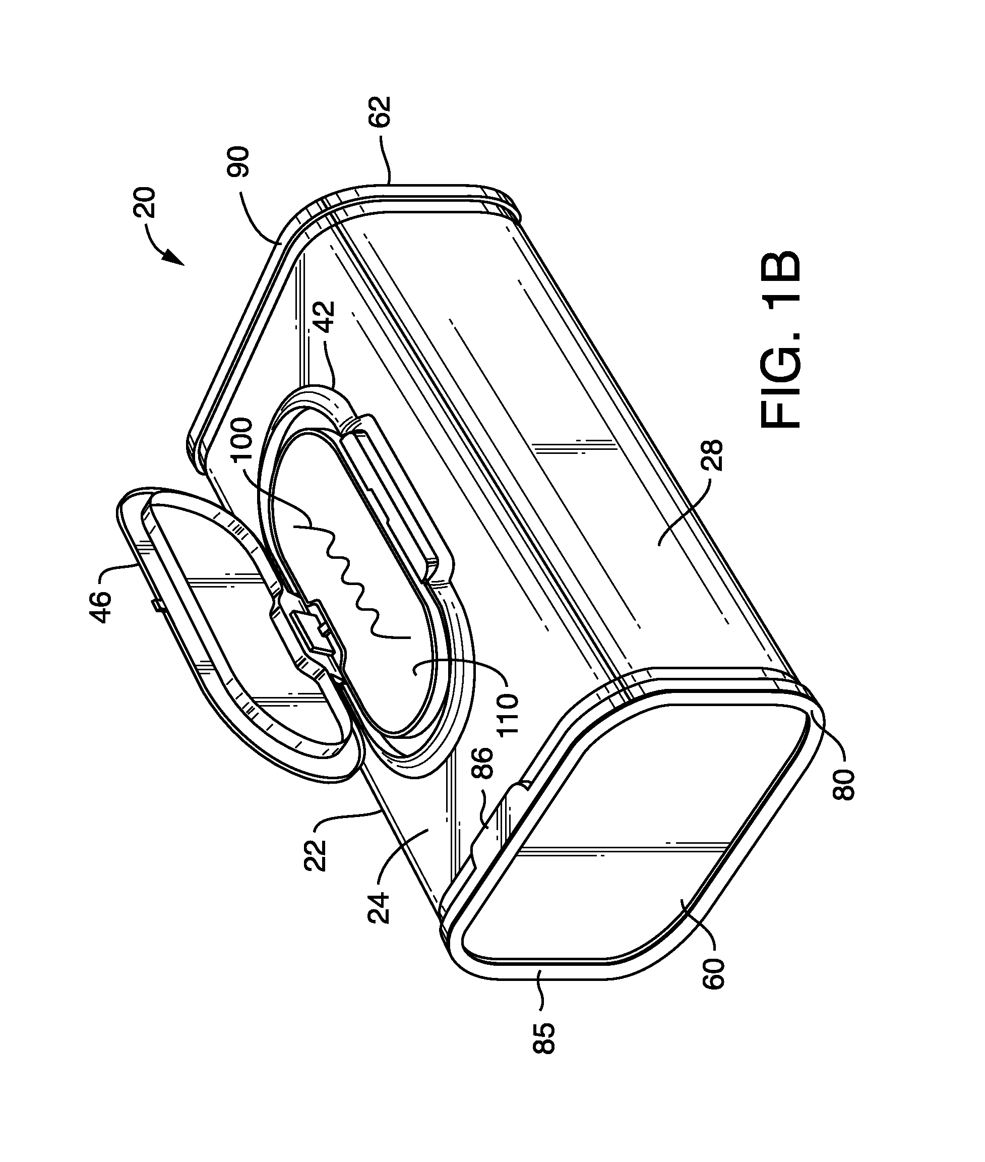 Wipes dispensing container having improved ease of refillability