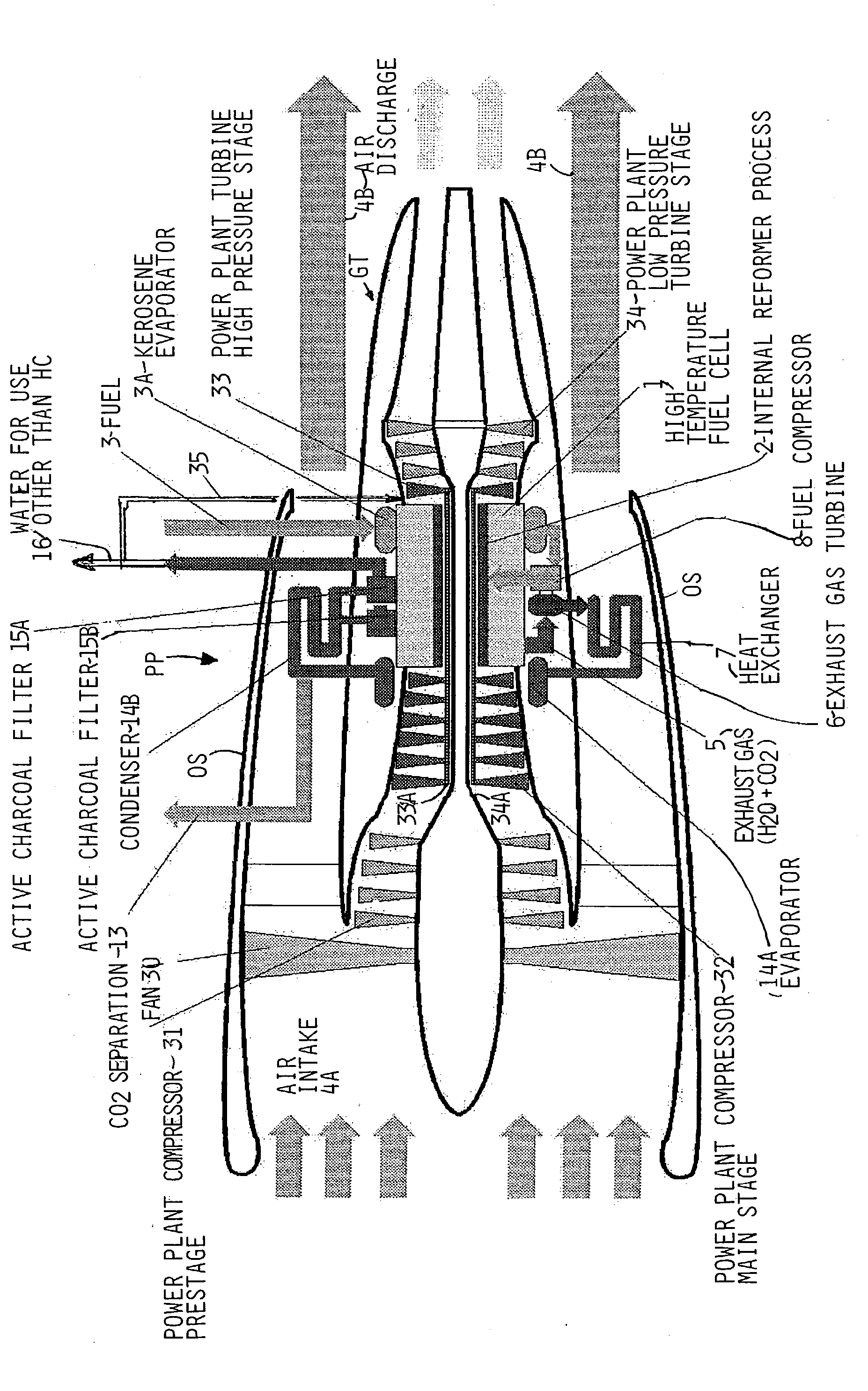 Apparatus for producing water onboard of a craft driven by a power plant