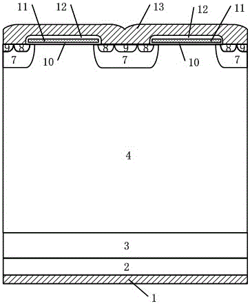 An n-type insulated gate bipolar transistor structure