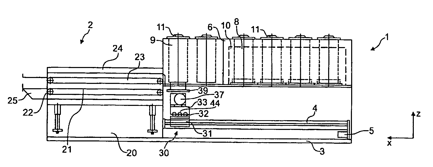 Apparatus and process for producing a dough product topped with assorted toppings and a dough product