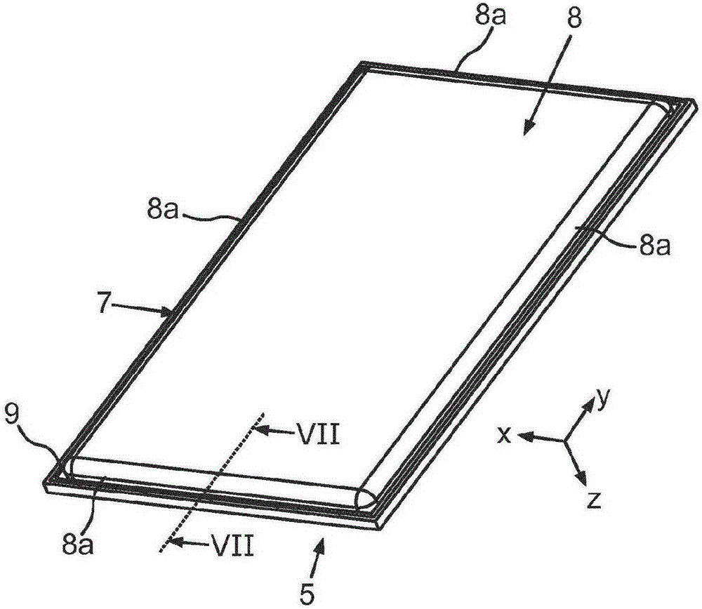 Support frame for an insulating body, with a seal on the inner wall and household refrigerating appliance