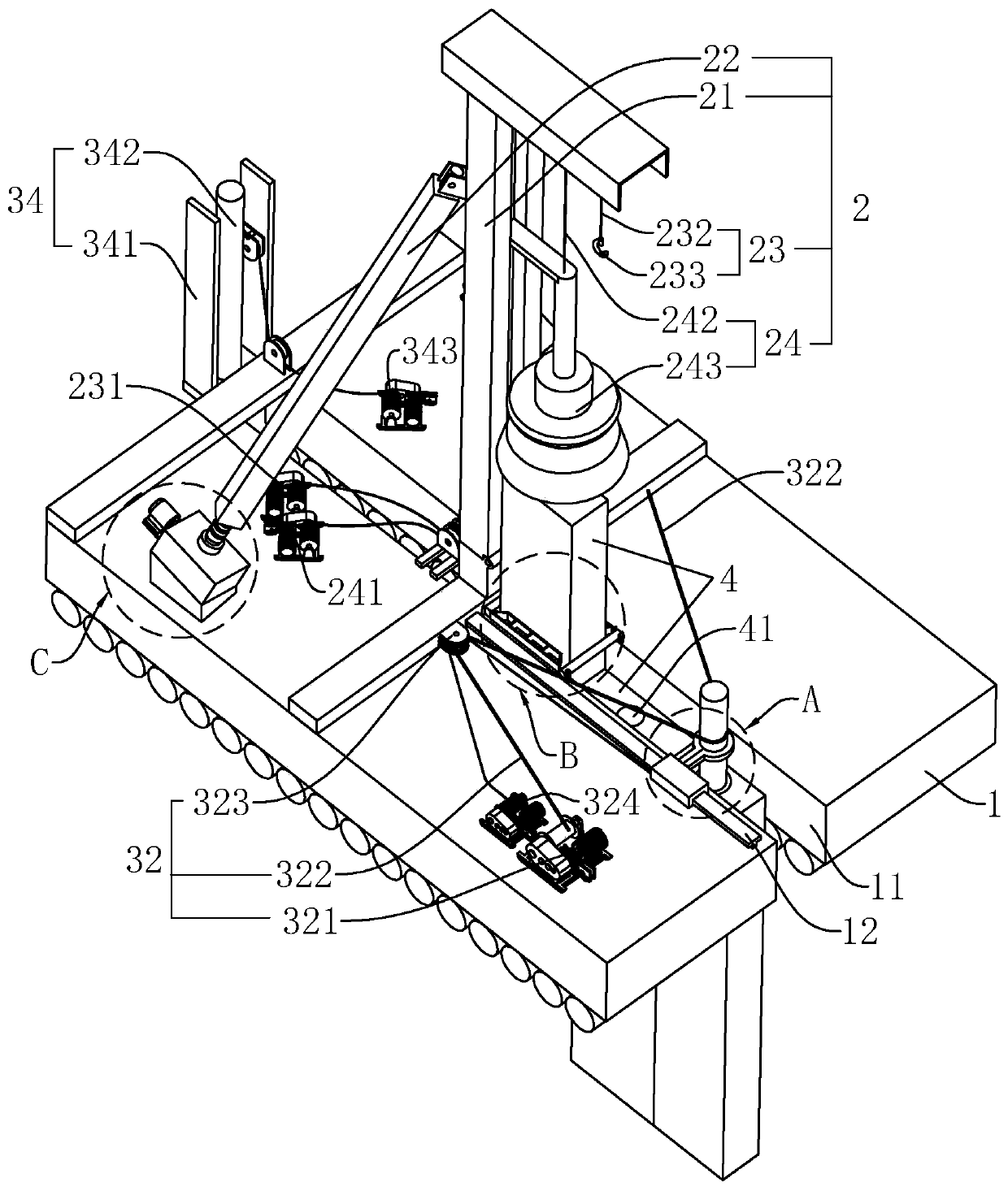 Piling device and method for construction of underwater reinforced concrete precast slab pile