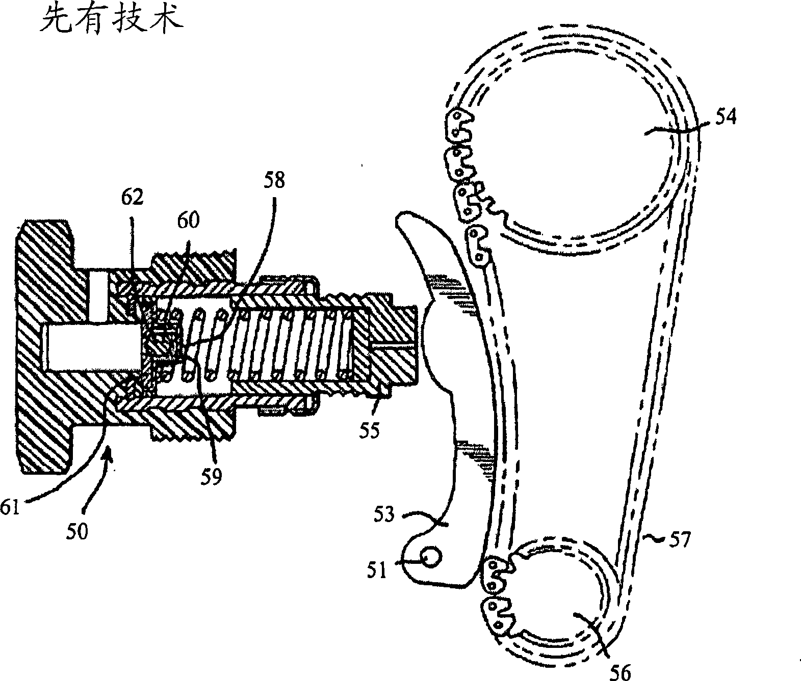 Ratcheting tensioner with a sliding and pivoting pawl