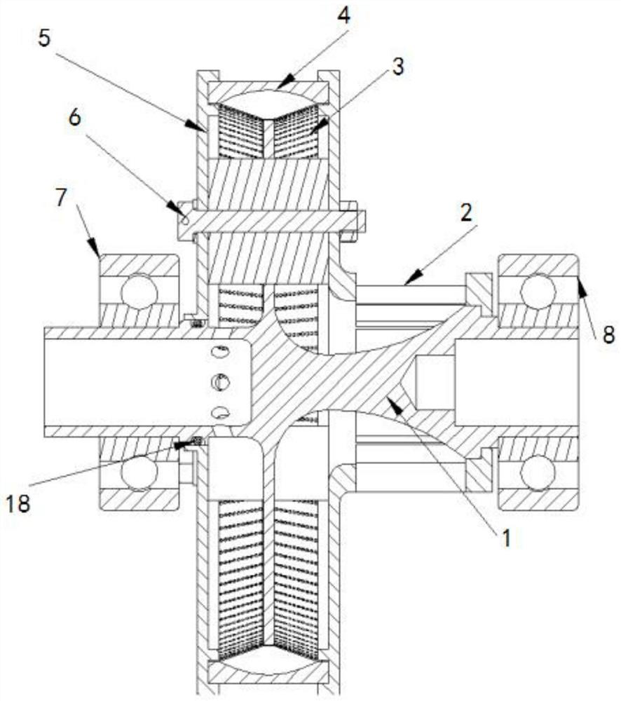 Oil-gas separation device with impeller
